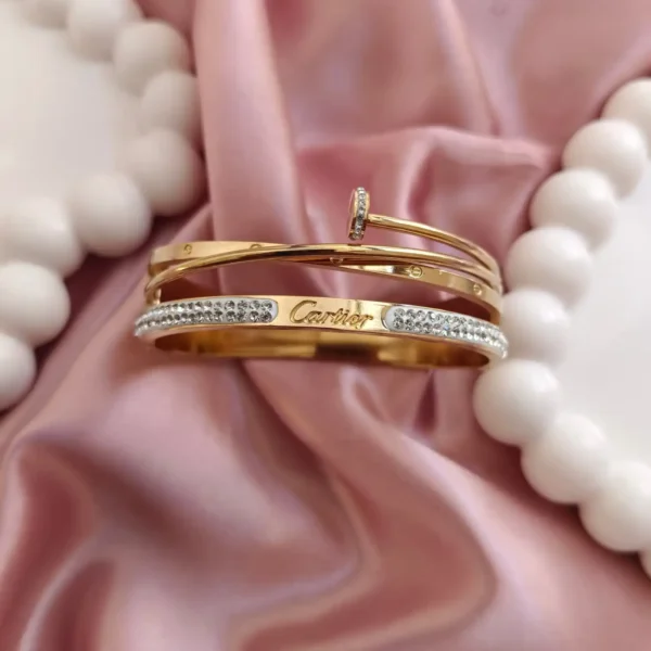Crystal Love Golden Bangle Bracelet