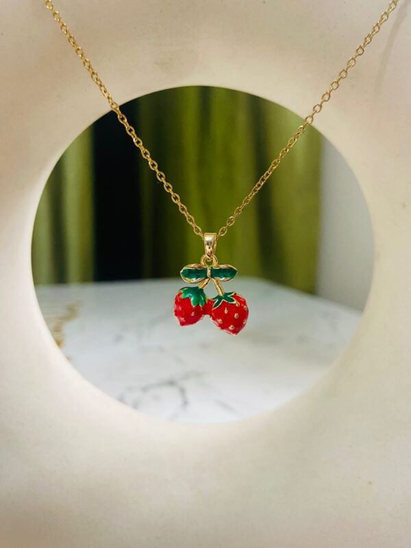 strawberry pendent with necklace