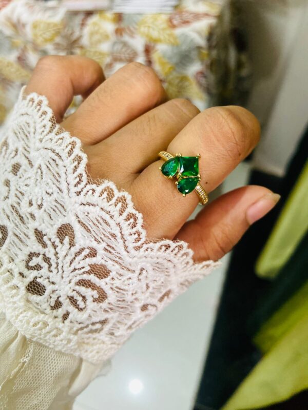 emerald green heart ring adjustable ring for women