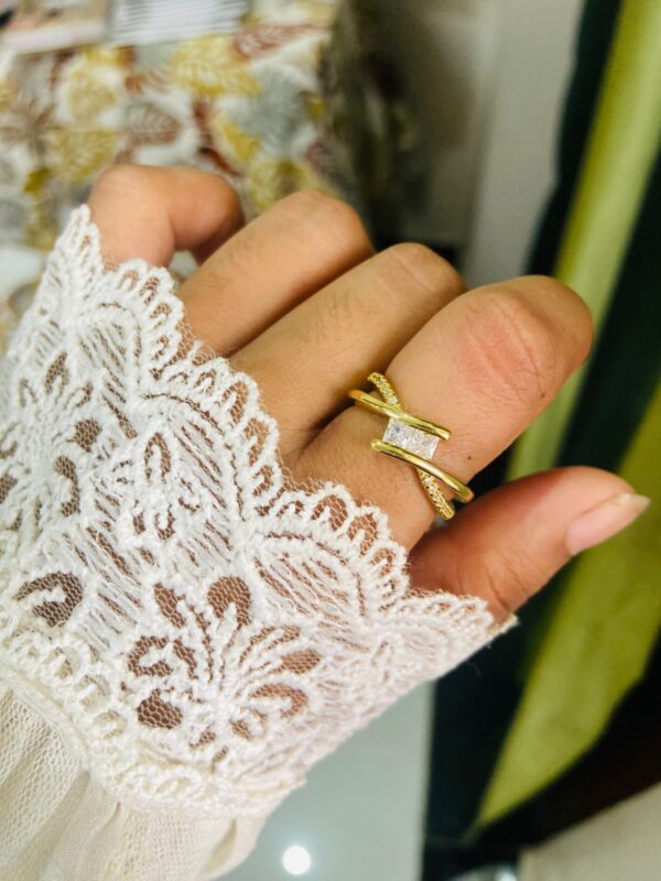 stone studded ring adjustable ring for women