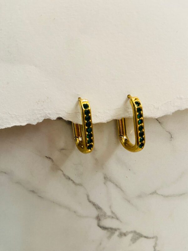 Green hoops earring for women