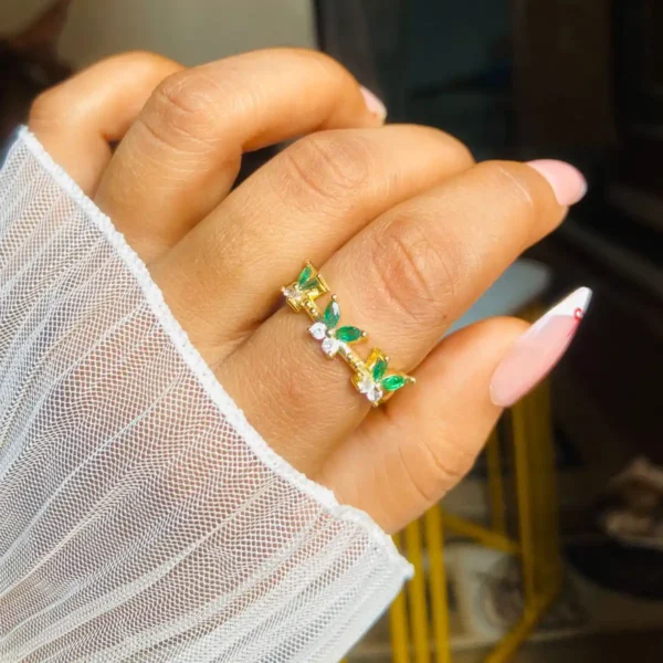 Butterfly shaped emerald ring | Beautiful emerald ring for women | Anti tarnish ring | adjustable ring