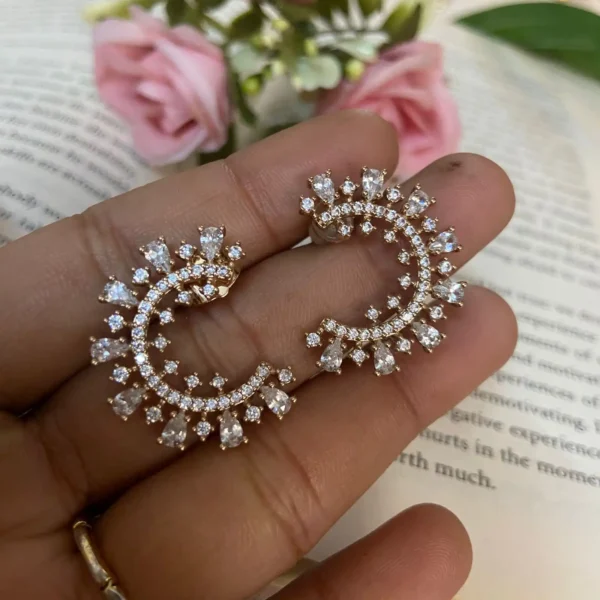 Half moon full studded anti tarnish earring