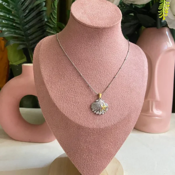 Seabeach silver and golden colour anti -tarnish chain pendent