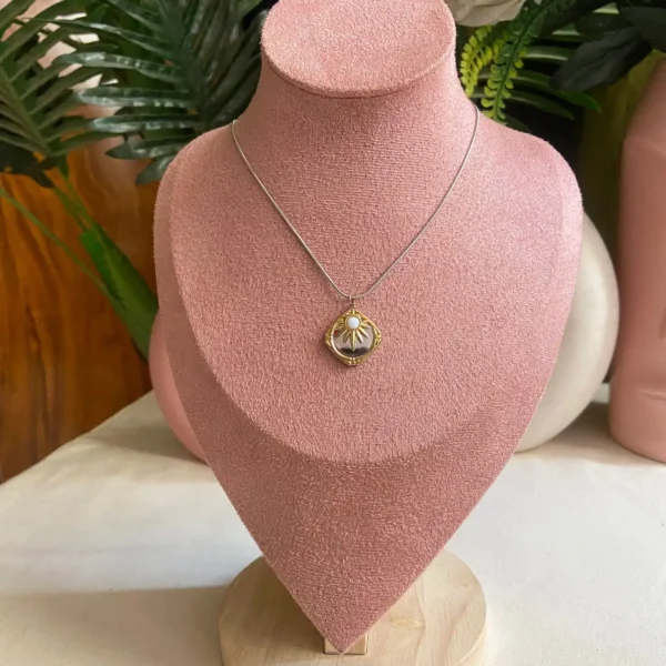 Dual tone sun energy anti tarnish chain pendent