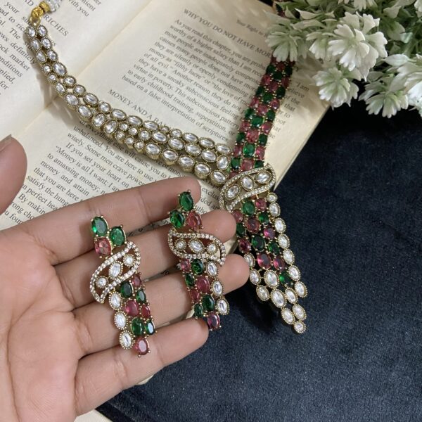Green with rani necklace set