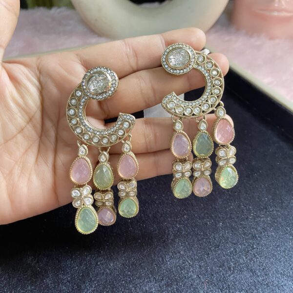 Mint green and pink traditional beautiful Earrings